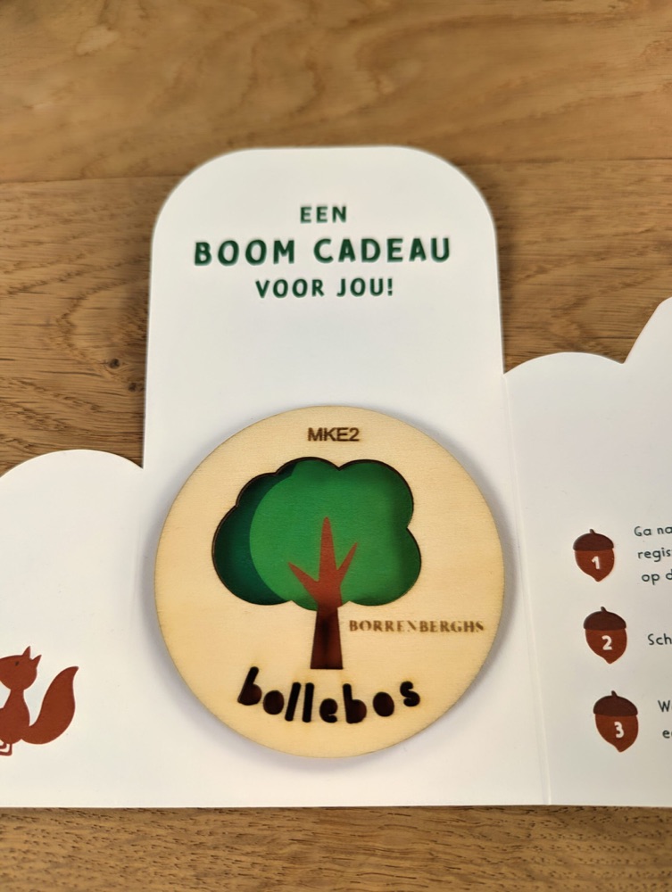 Boomcadeau met het logo van Borrenberghs op de token